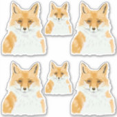 Kute Little Red Fox - transparante 6x aangepaste c Sticker (Voorkant)