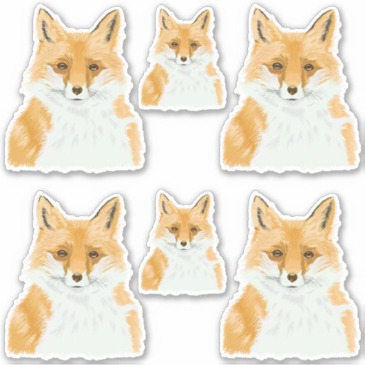 Kute Little Red Fox - transparante 6x aangepaste c Sticker (Voorkant)