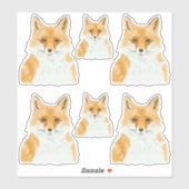 Kute Little Red Fox - transparante 6x aangepaste c Sticker (Vel)