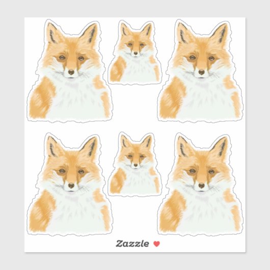 Kute Little Red Fox - transparante 6x aangepaste c Sticker (Vel)