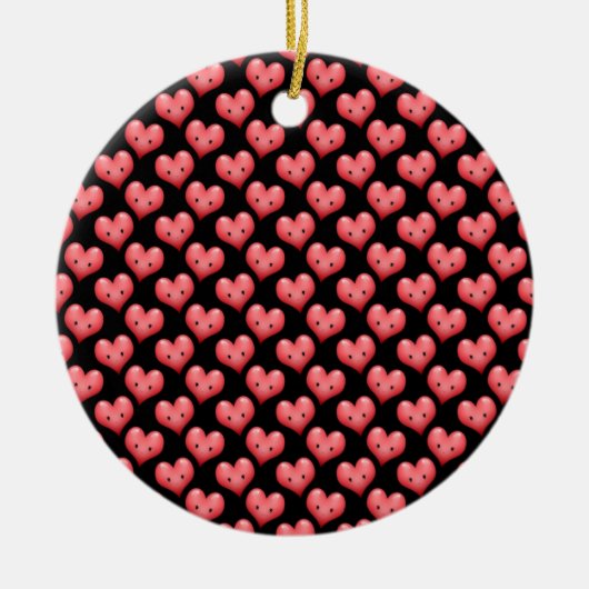 Kute Little Red Hearts op Black Keramisch Ornament (Voorkant)
