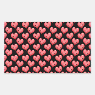 Kute Little Red Hearts op Black Rechthoekige Sticker