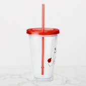 Kute Little Red Ladybugs | Gepersonaliseerd Acryl Drinkbeker (Rechts)