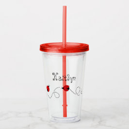 Kute Little Red Ladybugs | Gepersonaliseerd Acryl Drinkbeker