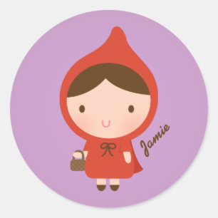 Kute Little Red Riding Hood Fairytale voor meisjes Ronde Sticker