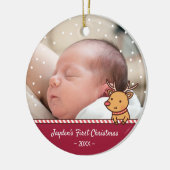 Kute Little Reindeer Baby's First Kerstfoto Keramisch Ornament (Links)
