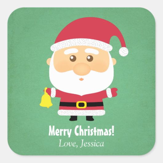 Kute Little Santa Claus Kerstmis Cheer Vierkante Sticker (Voorkant)