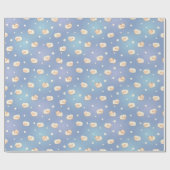 Kute Little Sheep Pattern on Blue Cadeaupapier (Vlak)
