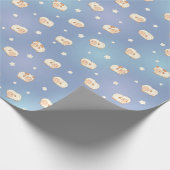 Kute Little Sheep Pattern on Blue Cadeaupapier (Hoek)