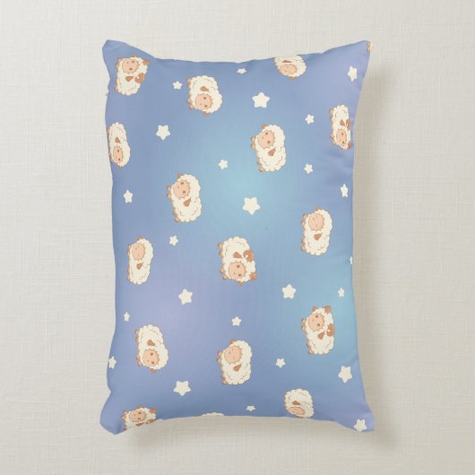 Kute Little Sheep Pattern on Blue Decoratief Kussen (Voorkant(Verticaal))