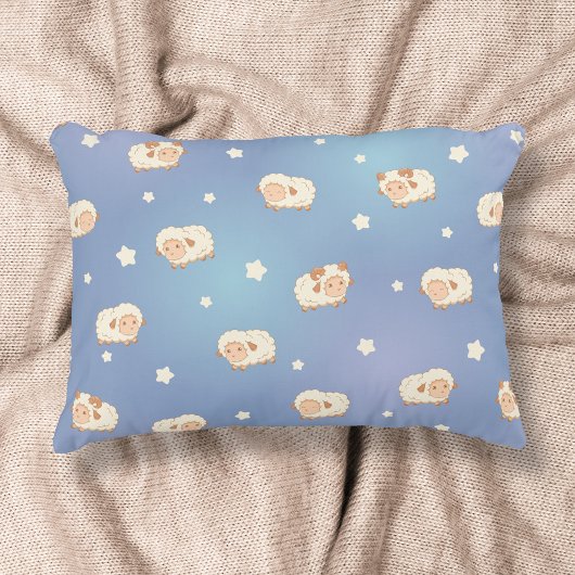 Kute Little Sheep Pattern on Blue Decoratief Kussen