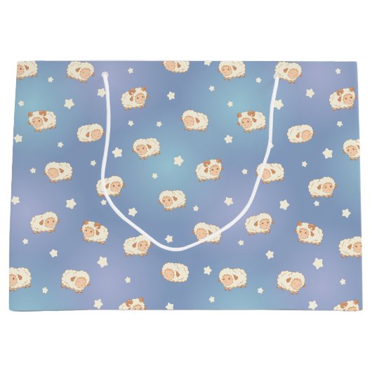 Kute Little Sheep Pattern on Blue Groot Cadeauzakje (Voorkant)