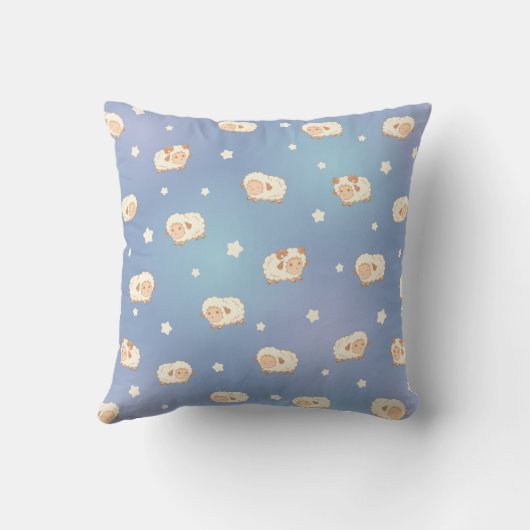 Kute Little Sheep Pattern on Blue Kussen (Achterkant)