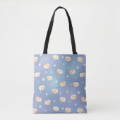 Kute Little Sheep Pattern on Blue Tote Bag (Voorkant)