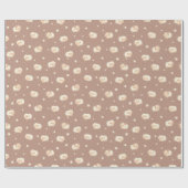 Kute Little Sheep Pattern on Brown Cadeaupapier (Vlak)