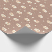 Kute Little Sheep Pattern on Brown Cadeaupapier (Hoek)