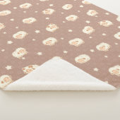 Kute Little Sheep Pattern on Brown Sherpa Deken (3/4)