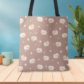 Kute Little Sheep Pattern on Brown Tote Bag