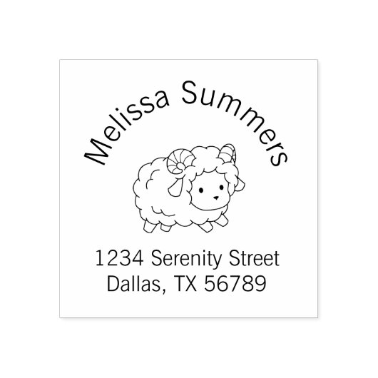 Kute Little Sheep Ram Aries Arch Address Rubberstempel (Afrduk)
