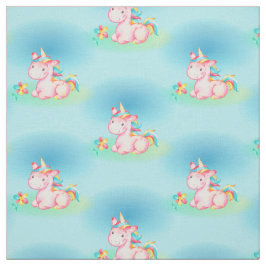 Kute Little Sitting Pink Unicorn Stof