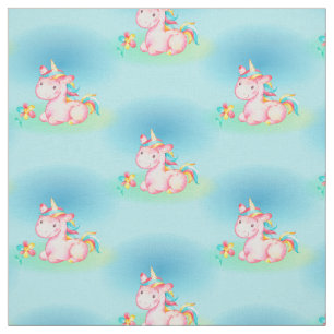 Kute Little Sitting Pink Unicorn Stof