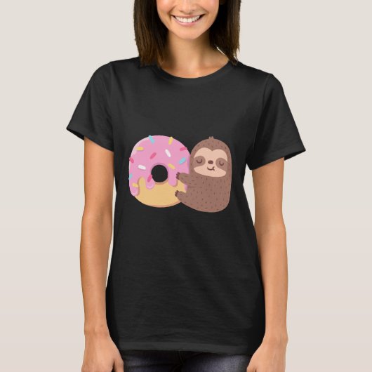 Kute Little Sloth Hugging a Donut T-shirt (Voorkant)
