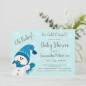 Kute Little Snowman Baby shower Het is buiten koud Kaart (Staand voorkant)