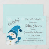 Kute Little Snowman Baby shower Het is buiten koud Kaart (Voorkant / Achterkant)