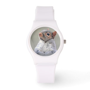 Kute Little Soft and Fluffy Grey Squirrel Horloge