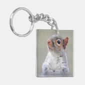 Kute Little Soft and Fluffy Grey Squirrel Sleutelhanger (Voorkant Links)