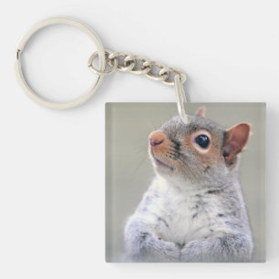 Kute Little Soft and Fluffy Grey Squirrel Sleutelhanger