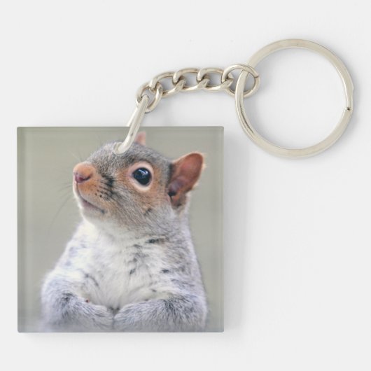 Kute Little Soft and Fluffy Grey Squirrel Sleutelhanger (Achterkant)