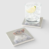 Kute Little Soft and Fluffy Grey Squirrel Stenen Onderzetter (Zijkant)