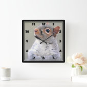 Kute Little Soft and Fluffy Grey Squirrel Vierkante Klok (Huis)