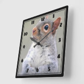 Kute Little Soft and Fluffy Grey Squirrel Vierkante Klok (Hoek)