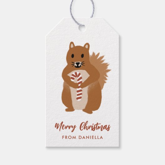 Kute Little Squirrel Persoonlijke Kerstmis Cadeaulabel (Voorkant)