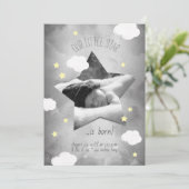 Kute Little Star is Born Clouds Birth Announance Kaart (Staand voorkant)