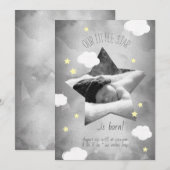 Kute Little Star is Born Clouds Birth Announance Kaart (Voorkant / Achterkant)