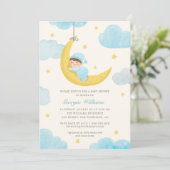 Kute Little Star Moon Waterverf Baby shower Kaart (Staand voorkant)