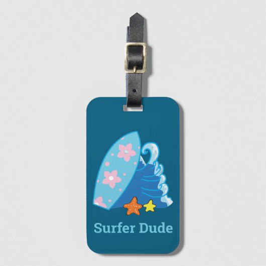 Kute Little Surfer Dude Surfboard en Wave Bagagelabel (Voorkant (verticaal))