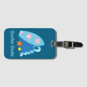 Kute Little Surfer Dude Surfboard en Wave Bagagelabel (Voorkant (horizontaal))