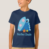Kute Little Surfer Dude Surfboard en Wave T-shirt (Voorkant)