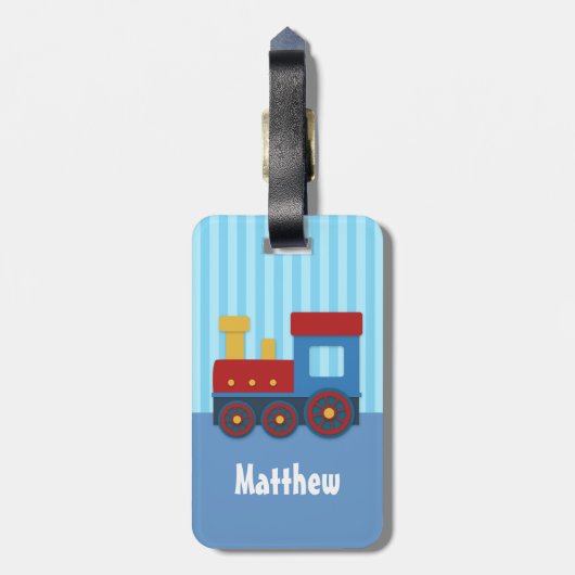 Kute Little Train Kinder Personalized Bagagelabel (Achterkant verticaal)