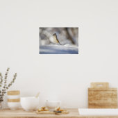 Kute Little Tufted Titmouse Bird in Snow Poster (Keuken)