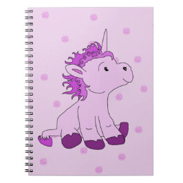 Kute Little Unicorn op een roze achtergrond Notitieboek