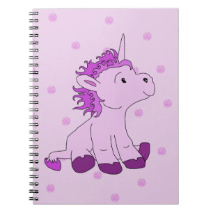 Kute Little Unicorn op een roze achtergrond Notitieboek