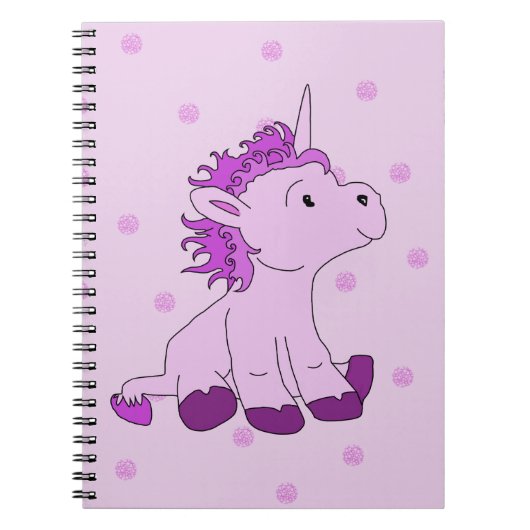 Kute Little Unicorn op een roze achtergrond Notitieboek (Voorkant)