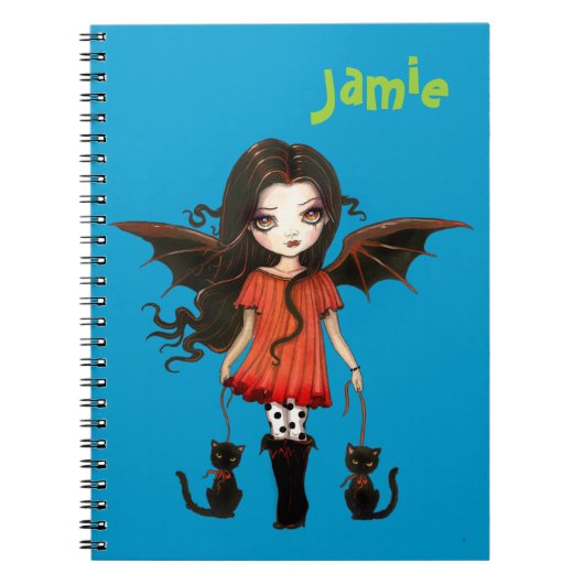 Kute Little Vampire met Katten Personated Notitieboek (Voorkant)