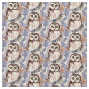 Kute Little Waterverf Owl Bird Natuur art Stof