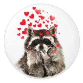 Kute Little Waterverf Raccoon Bwaring Kisses Fun Keramische Knop (Voorkant)
